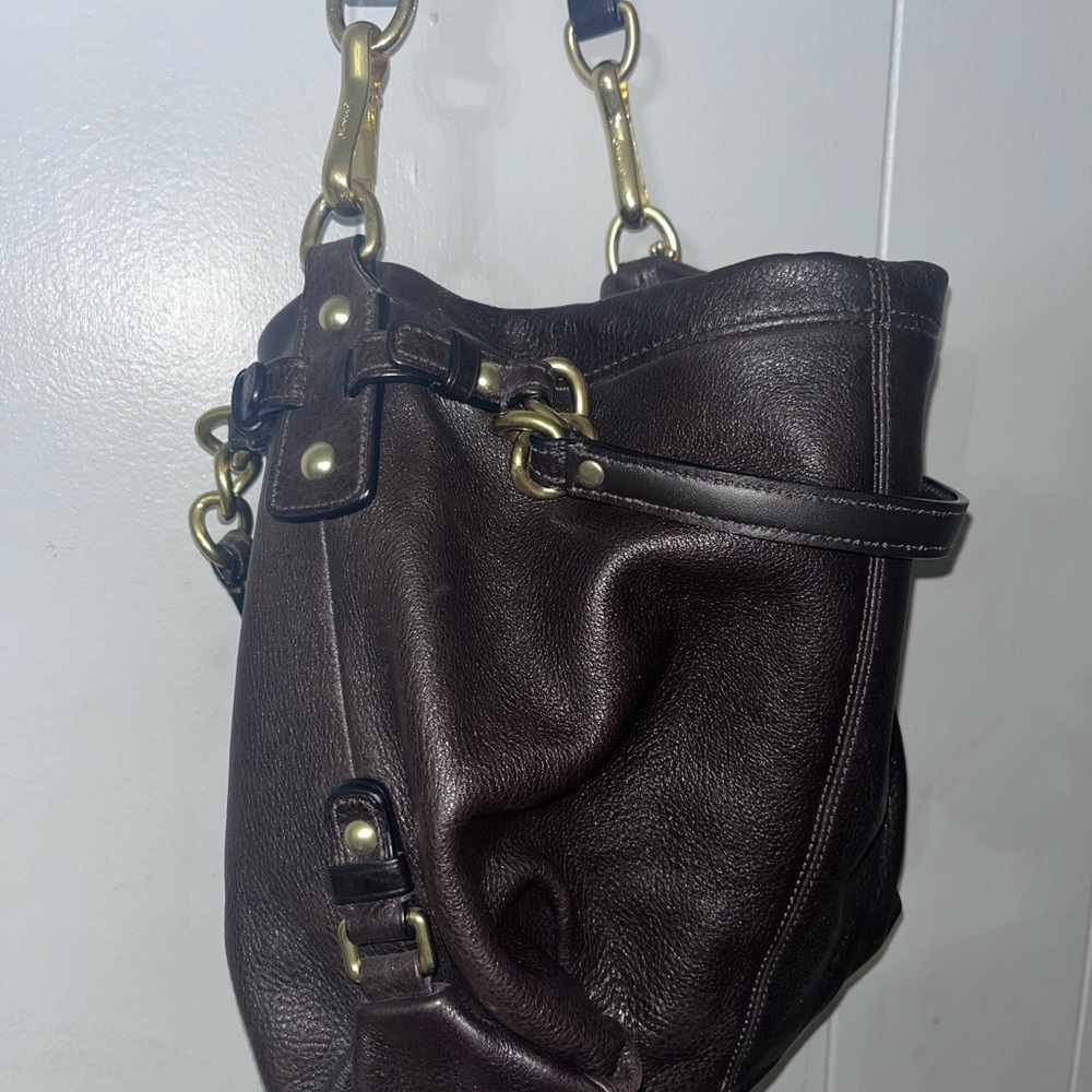 Coach Dark Brown Leather Shoulder Bag